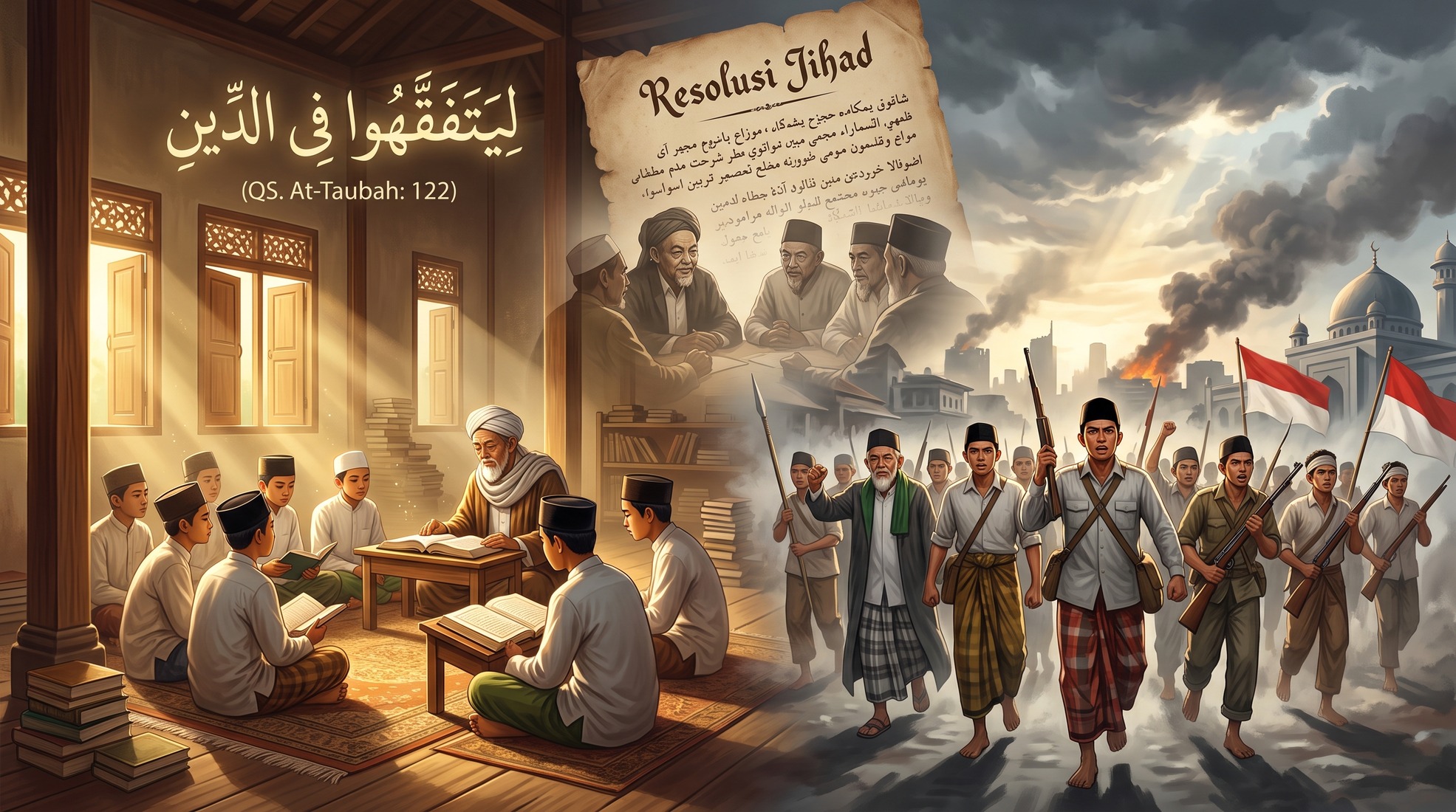 Mengapa Al-Qur'an Melarang Semua Mukmin Turun Berperang? Menelisik Tafaqquh Fiddin, Resolusi Jihad 22 Oktober, dan Kiprah Santri