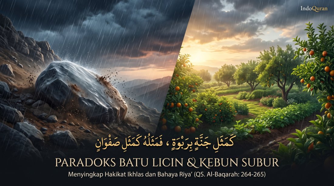 Paradoks Batu Licin di Tengah Hujan: Menyingkap Psikologi Riya', Bahaya Mengungkit Amal, dan Hakikat Ikhlas dalam QS. Al-Baqarah: 264